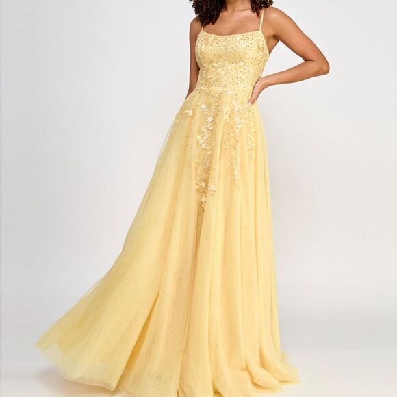 Say Yes Beaded Bodice Prom Dress, Yellow, Juniors Size 13/14 - Picture 1 of 3